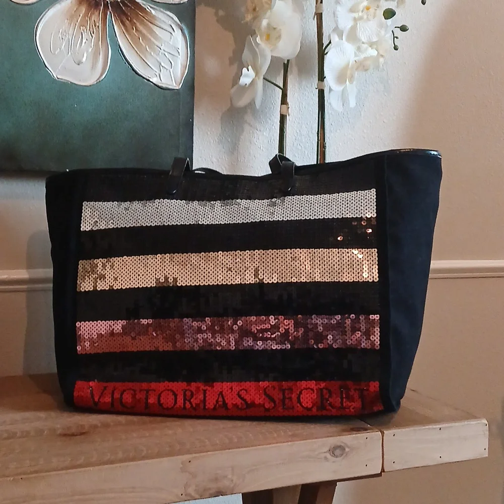 Victoria's Secret Limited Edition Black Embellished Glam Tote Bag